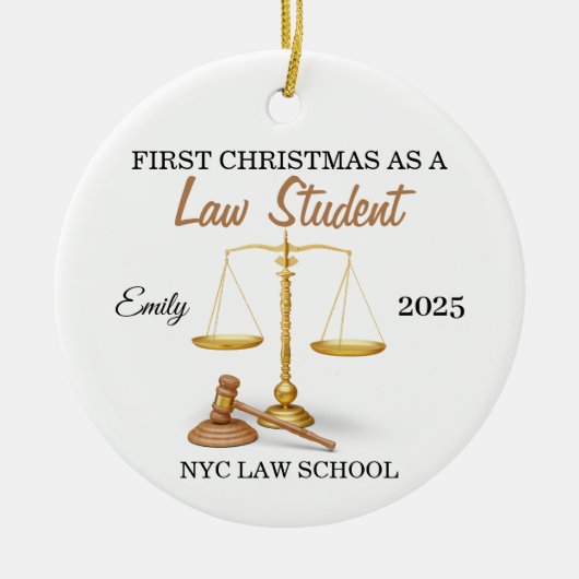 First Christmas as a Law Student Ornament, Law  Keramik Ornament (Vorne)