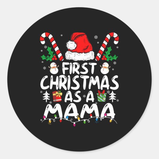 First Christmas As A Mama New Mama Long Sleeve Runder Aufkleber (Vorderseite)
