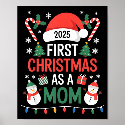 First Christmas As A Mom 2025 Family Matching Holi Poster (Vorne)