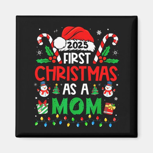 First Christmas As A Mom Family Matching New Mommy Magnet (Vorne)