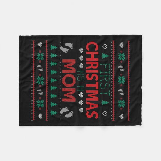 First Christmas As A Mom Funny Matching Xmas New M Fleecedecke (Vorderseite (Horizontal))