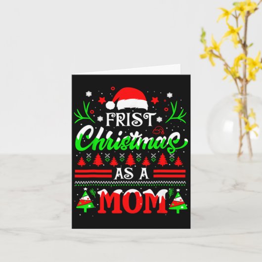 First Christmas As A Mom Funny New Mom Xmas Matchi Karte (Gelbe Blume)