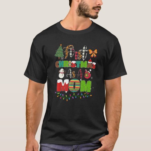 First Christmas As A Mom Leopard Plaid Christmas T-Shirt (Vorderseite)