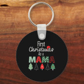 First Christmas As A Mom New Mama Family Matching  Schlüsselanhänger (Vorderseite)