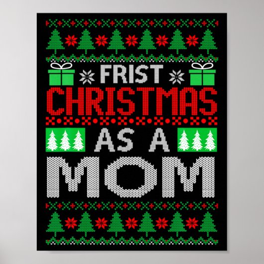 First Christmas As A Mom Santa Hat Ugly Xmas New M Poster (Vorne)
