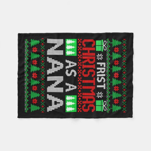 First Christmas As A Nana Santa Hat Ugly Xmas New  Fleecedecke (Vorderseite (Horizontal))