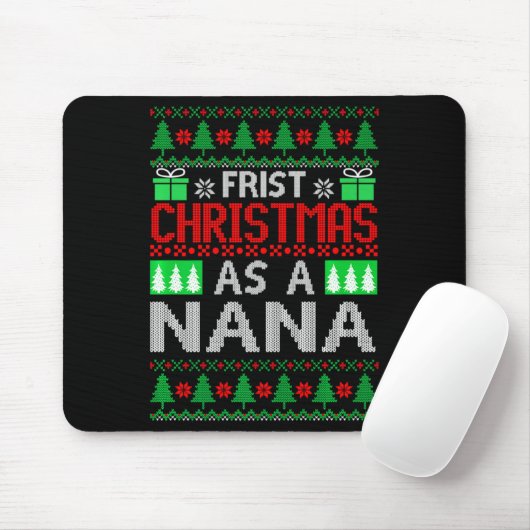 First Christmas As A Nana Santa Hat Ugly Xmas New  Mousepad (Mit Mouse)