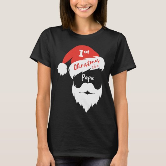 First Christmas As A Papa Santa Face T-Shirt (Vorderseite)