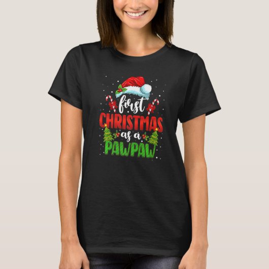 First Christmas As A Pawpaw Santa Gender Reveal Ch T-Shirt (Vorderseite)