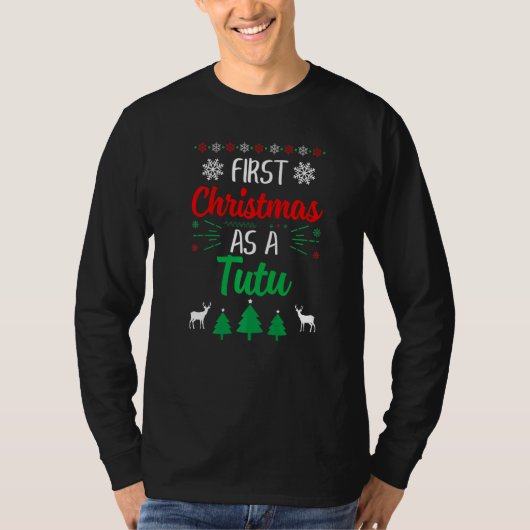 First Christmas As A Tutu Xmas First Time Grandma T-Shirt (Vorderseite)