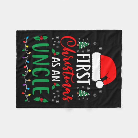First Christmas As An Uncle New Parents Xmas Match Fleecedecke (Vorderseite (Horizontal))