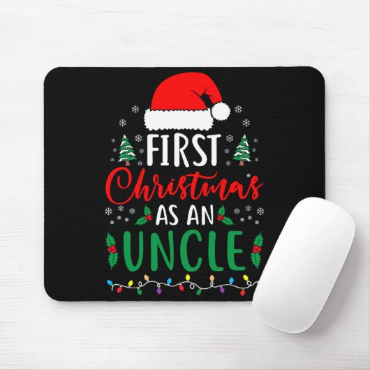 First Christmas As An Uncle New Parents Xmas Match Mousepad (Mit Mouse)