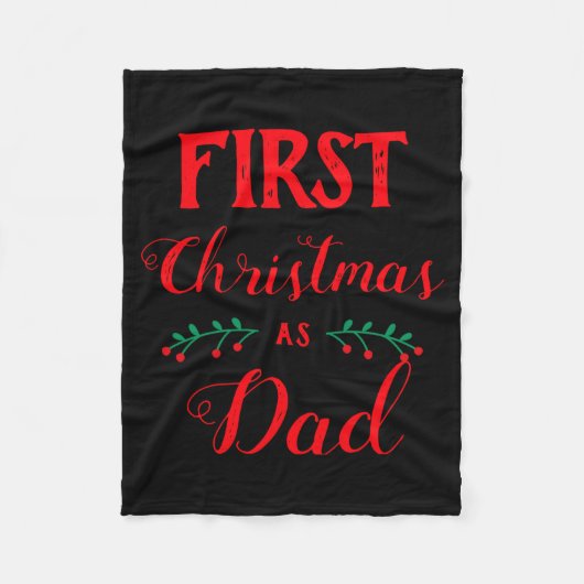 First Christmas As Dad Family Matching Red Text Fleecedecke (Vorderseite)