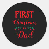 First Christmas As Dad Family Matching Red Text Runder Aufkleber (Vorderseite)