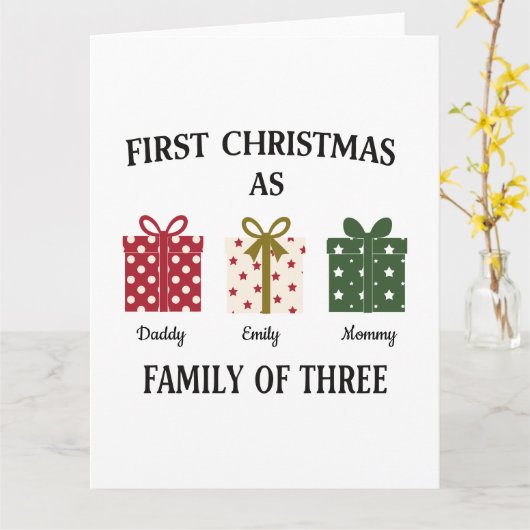 First Christmas as Family of Three Gift Karte (Gelbe Blume)