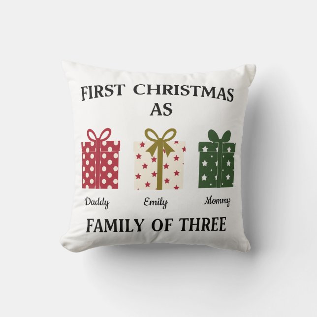 First Christmas as Family of Three Gift Kissen (Vorderseite)