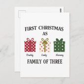 First Christmas as Family of Three Gift Postkarte (Vorne/Hinten)