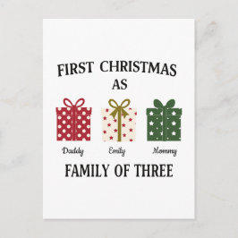 First Christmas as Family of Three Gift Postkarte