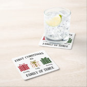 First Christmas as Family of Three Gift Rechteckiger Pappuntersetzer (Vor Ort)