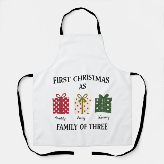 First Christmas as Family of Three Gift Schürze (Vorderseite)