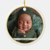 First Christmas As Grandma Grandpa Baby Photo Name Keramik Ornament (Hinten)