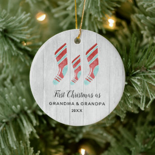 First Christmas As Grandma & Grandpa Personalized Keramik Ornament