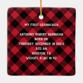 First Christmas as Grandpa Baby Photo Plaid Keramikornament (Rückseite)