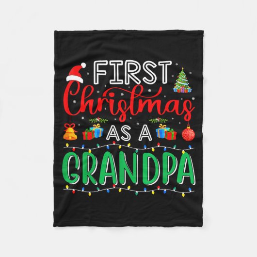 First Christmas As Grandpa Family Matching New Gra Fleecedecke (Vorderseite)