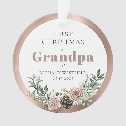 First Christmas as Grandpa Photo Keepsake Ornament (Vorderseite)