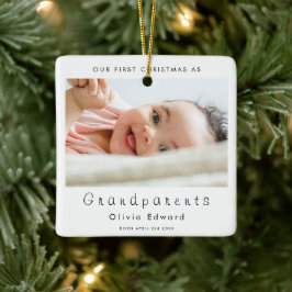 First Christmas as Grandparents Baby Photo Keramikornament