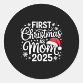 First Christmas As Mom 2025 Snowflake Xmas Family Runder Aufkleber (Vorderseite)