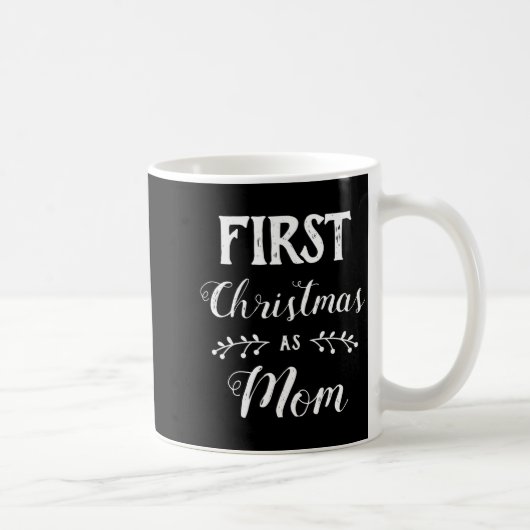 First Christmas As Mom Family Matching White Text Kaffeetasse (Rechts)
