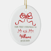 First Christmas As Mr and Mrs Custom Bow Keramik Ornament (Rechts)