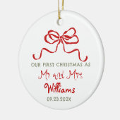 First Christmas As Mr and Mrs Custom Bow Keramik Ornament (Links)