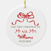 First Christmas As Mr and Mrs Custom Bow Keramik Ornament (Hinten)