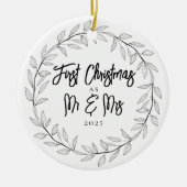 First Christmas as Mr & Mrs Photo Keepsake Keramik Ornament (Vorne)