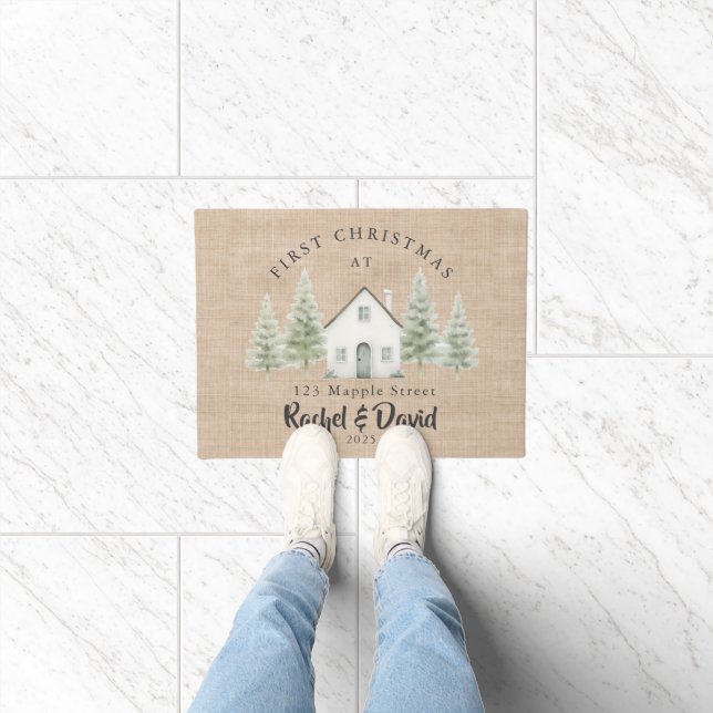 First Christmas at New Home Doormat |Names Fußmatte (Indoor)