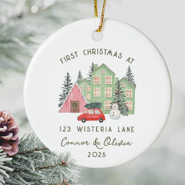 First Christmas at New Home Personalized Address Keramik Ornament