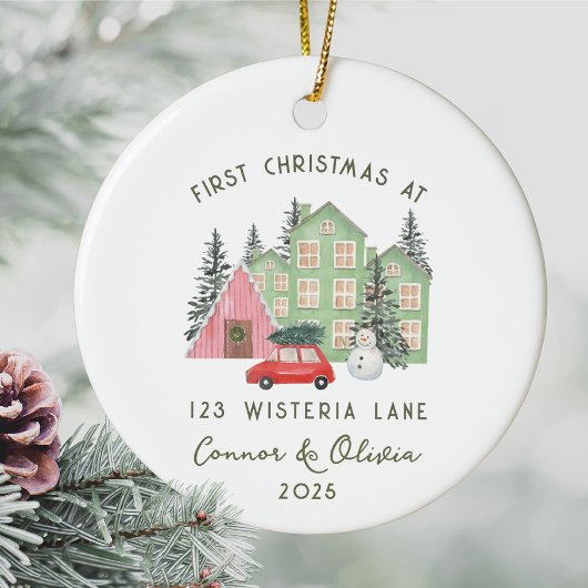First Christmas at New Home Personalized Address Keramik Ornament