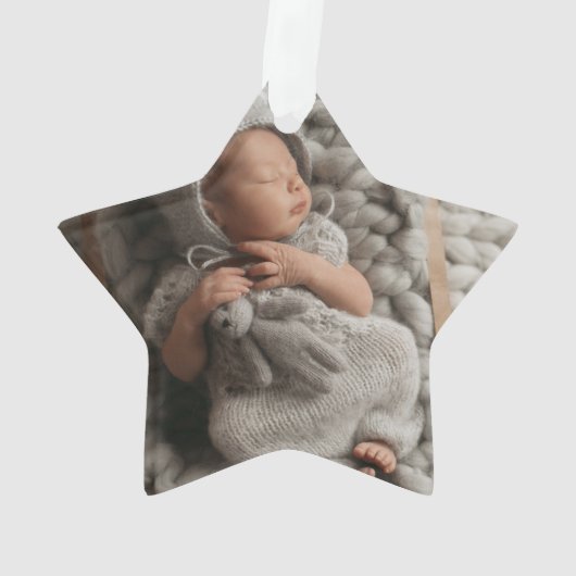 First Christmas Baby 2 Foto Script Name Ornament (Rückseite)