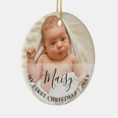 First Christmas Baby 2 Photo Script Name Keramik Ornament (Rechts)