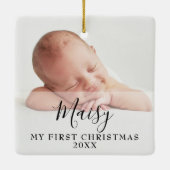 First Christmas Baby 2 Photo Script Name Keramikornament (Rückseite)