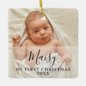 First Christmas Baby 2 Photo Script Name Keramikornament (Vorderseite)