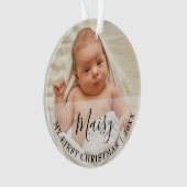 First Christmas Baby 2 Photo Script Name Ornament (Vorderseite)
