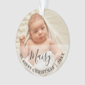 First Christmas Baby 2 Photo Script Name Ornament (Vorderseite)
