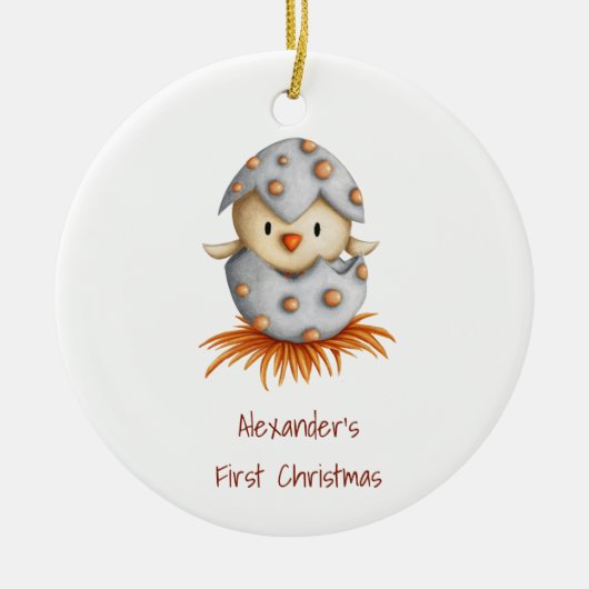 First Christmas Baby Bird Personalisiert Keramik Ornament (Vorne)