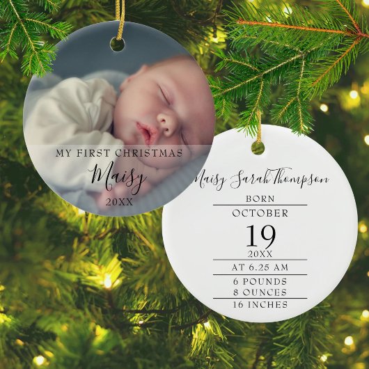 First Christmas Baby Birth Stats Foto Keramik Ornament