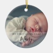 First Christmas Baby Birth Stats Foto Keramik Ornament (Vorne)