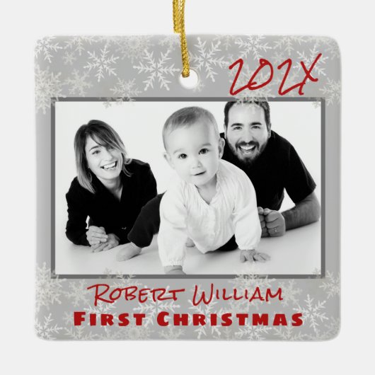 First Christmas Baby Boy Double Sided Ornament (Vorderseite)