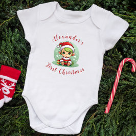 First Christmas Baby Boy Elf Personalisiert Baby Strampler